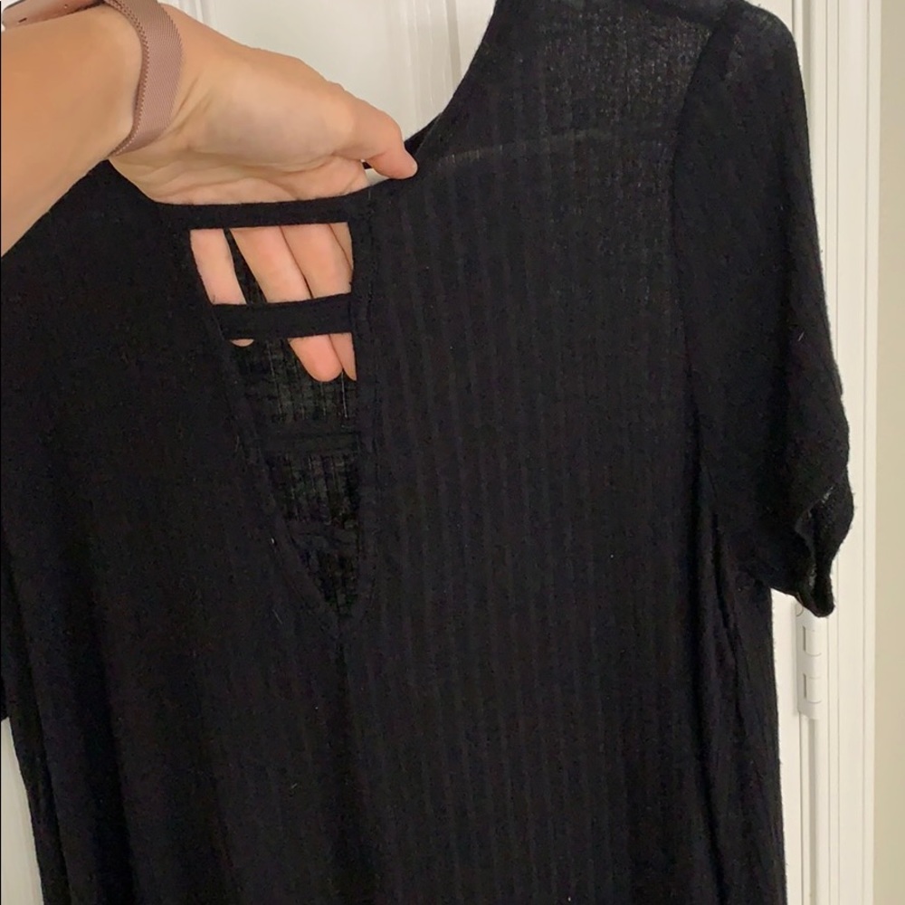 V neck sexy black tee